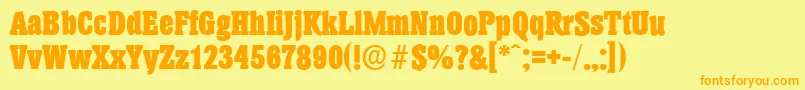 HeliumserialHeavyRegular-Schriftart – Orangefarbene Schriften auf gelbem Hintergrund