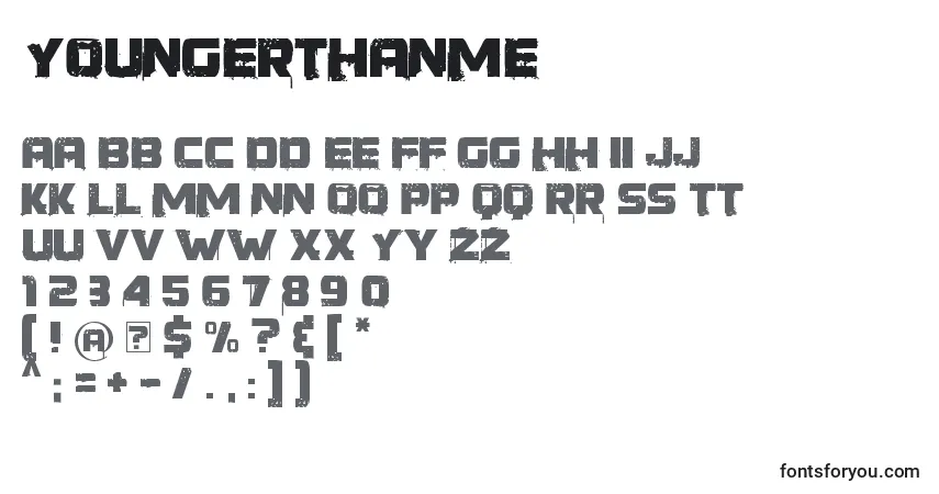 YoungerThanMe Font – alphabet, numbers, special characters