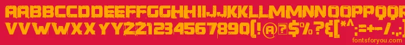 フォントYoungerThanMe – 赤い背景にオレンジの文字