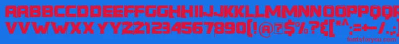 YoungerThanMe-fontti – punaiset fontit sinisellä taustalla
