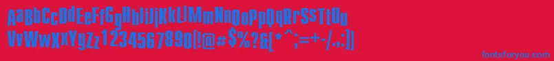 Compactdancec-Schriftart – Blaue Schriften auf rotem Hintergrund