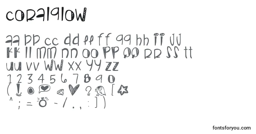 A fonte Coralglow – alfabeto, números, caracteres especiais