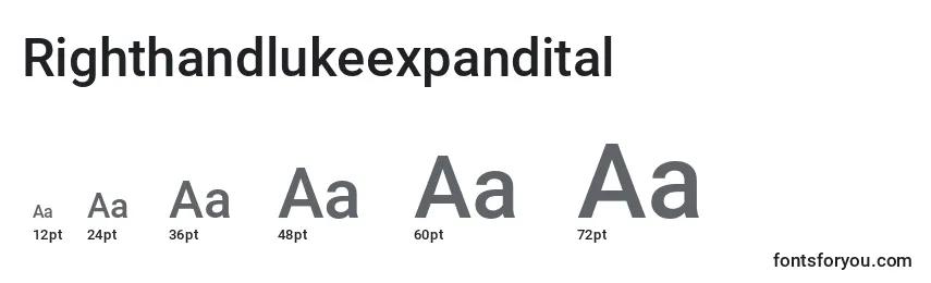 Размеры шрифта Righthandlukeexpandital