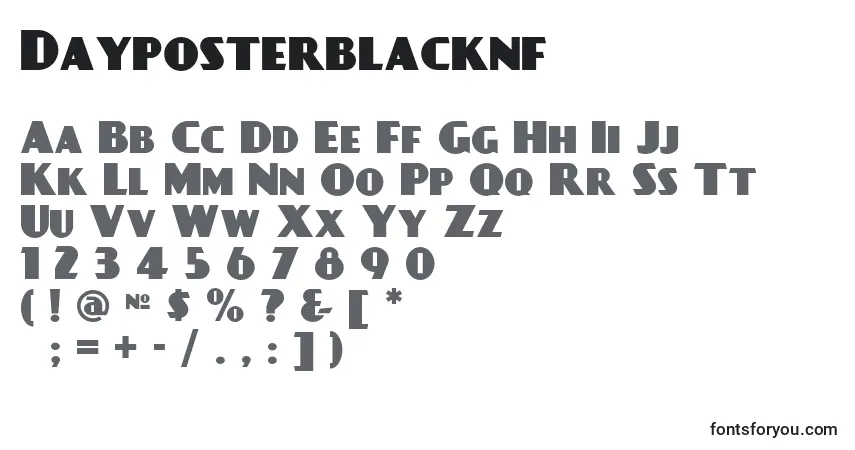 A fonte Dayposterblacknf – alfabeto, números, caracteres especiais