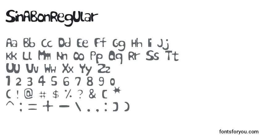 A fonte SinABonRegular – alfabeto, números, caracteres especiais