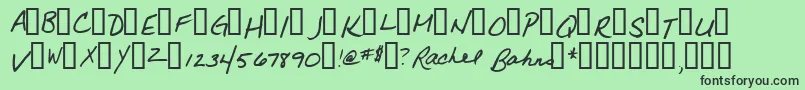 フォントRachel – 緑の背景に黒い文字