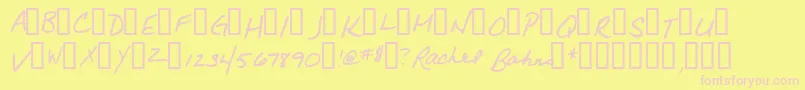 Rachel-fontti – vaaleanpunaiset fontit keltaisella taustalla