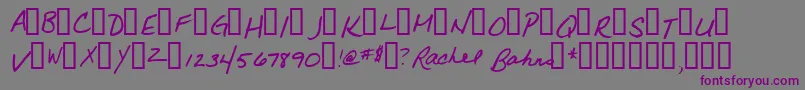 Rachel-Schriftart – Violette Schriften auf grauem Hintergrund
