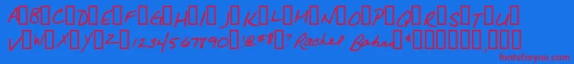 Rachel Font – Red Fonts on Blue Background