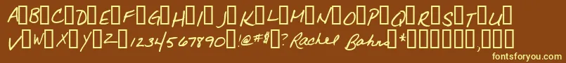Rachel-fontti – keltaiset fontit ruskealla taustalla