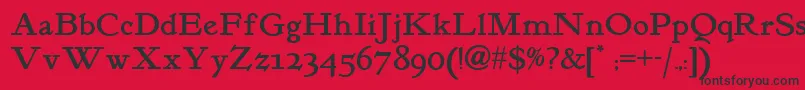 フォントKelmscott – 赤い背景に黒い文字