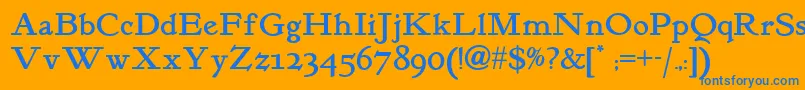 Kelmscott Font – Blue Fonts on Orange Background