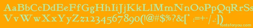 Kelmscott Font – Green Fonts on Orange Background