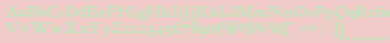 Kelmscott Font – Green Fonts on Pink Background