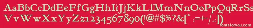 Kelmscott Font – Green Fonts on Red Background