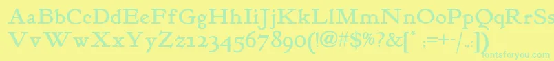 Kelmscott Font – Green Fonts on Yellow Background