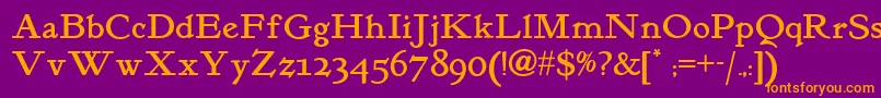Kelmscott Font – Orange Fonts on Purple Background