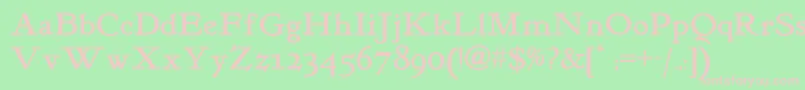 Kelmscott Font – Pink Fonts on Green Background