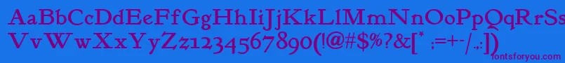 Kelmscott Font – Purple Fonts on Blue Background