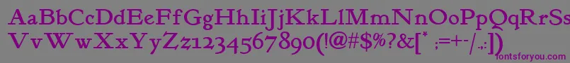 フォントKelmscott – 紫色のフォント、灰色の背景