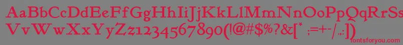 Czcionka Kelmscott – czerwone czcionki na szarym tle