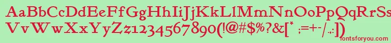 Kelmscott Font – Red Fonts on Green Background