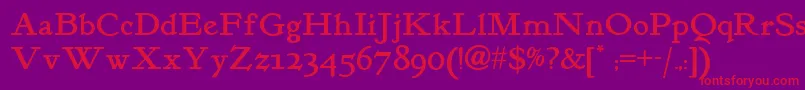 Kelmscott Font – Red Fonts on Purple Background