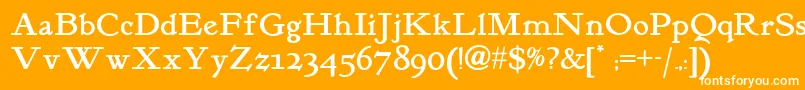 Kelmscott Font – White Fonts on Orange Background