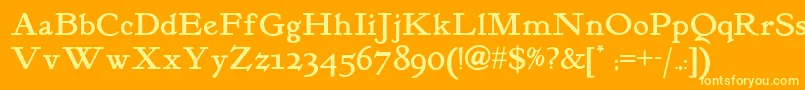 Kelmscott Font – Yellow Fonts on Orange Background