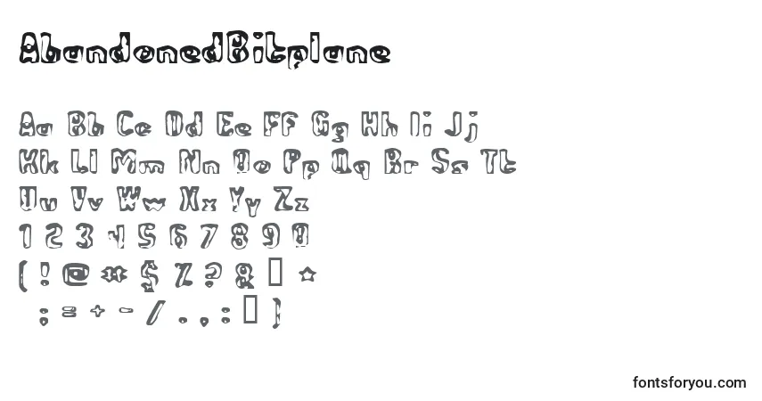 Czcionka AbandonedBitplane – alfabet, cyfry, specjalne znaki