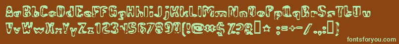 フォントAbandonedBitplane – 緑色の文字が茶色の背景にあります。