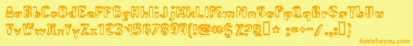 Fonte AbandonedBitplane – fontes laranjas em um fundo amarelo