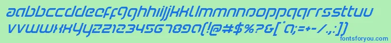 Youngerbloodsuperital Font – Blue Fonts on Green Background
