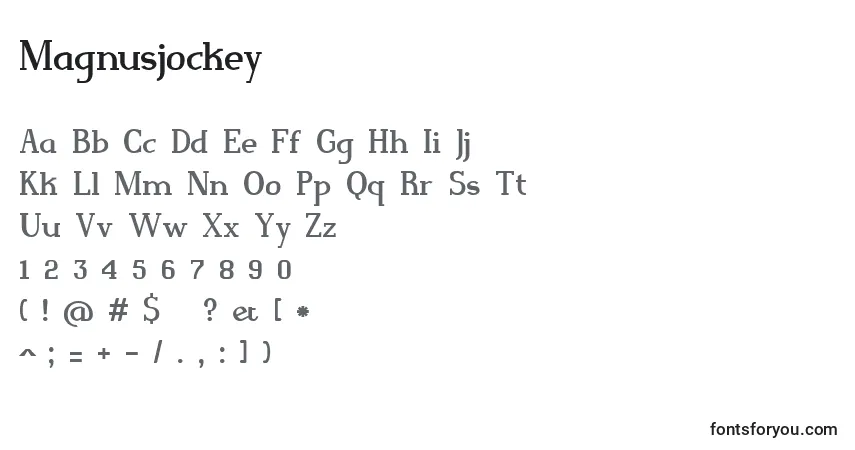 A fonte Magnusjockey – alfabeto, números, caracteres especiais
