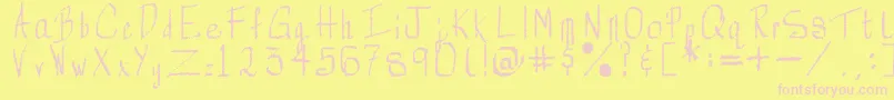 Rorsch-Schriftart – Rosa Schriften auf gelbem Hintergrund