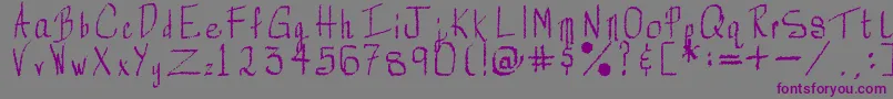 フォントRorsch – 紫色のフォント、灰色の背景