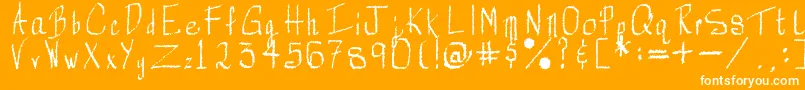 Rorsch-Schriftart – Weiße Schriften auf orangefarbenem Hintergrund