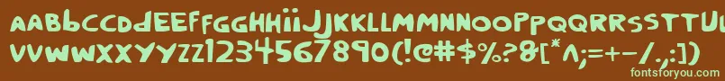 フォントCrappityCrapCrap – 緑色の文字が茶色の背景にあります。