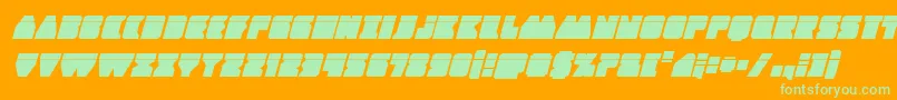Contourofdutylaserital-Schriftart – Grüne Schriften auf orangefarbenem Hintergrund