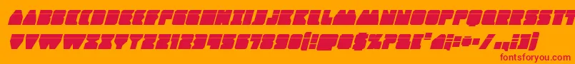 Contourofdutylaserital-Schriftart – Rote Schriften auf orangefarbenem Hintergrund