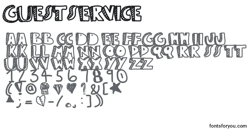 Fuente Guestservice - alfabeto, números, caracteres especiales