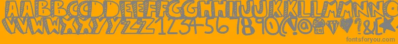 Guestservice-Schriftart – Graue Schriften auf orangefarbenem Hintergrund