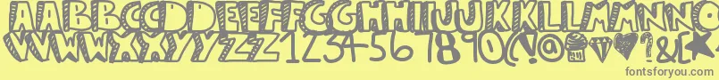 Guestservice-Schriftart – Graue Schriften auf gelbem Hintergrund