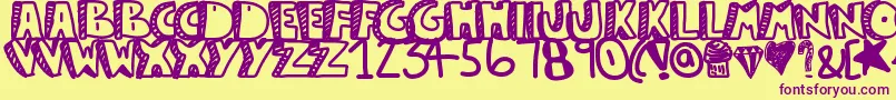 フォントGuestservice – 紫色のフォント、黄色の背景