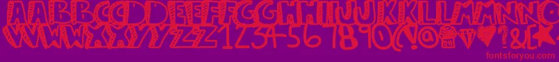 Guestservice-Schriftart – Rote Schriften auf violettem Hintergrund