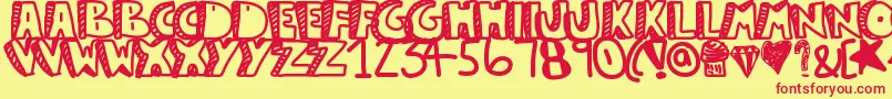 Guestservice Font – Red Fonts on Yellow Background