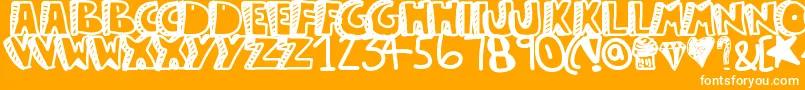 Guestservice-Schriftart – Weiße Schriften auf orangefarbenem Hintergrund