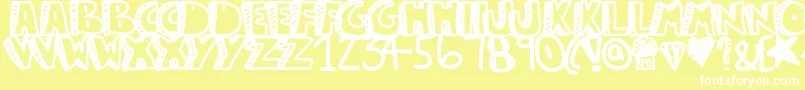 Guestservice-fontti – valkoiset fontit keltaisella taustalla
