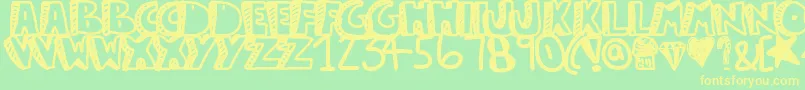 Guestservice-fontti – keltaiset fontit vihreällä taustalla