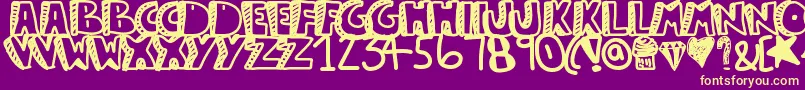 Guestservice-fontti – keltaiset fontit violetilla taustalla